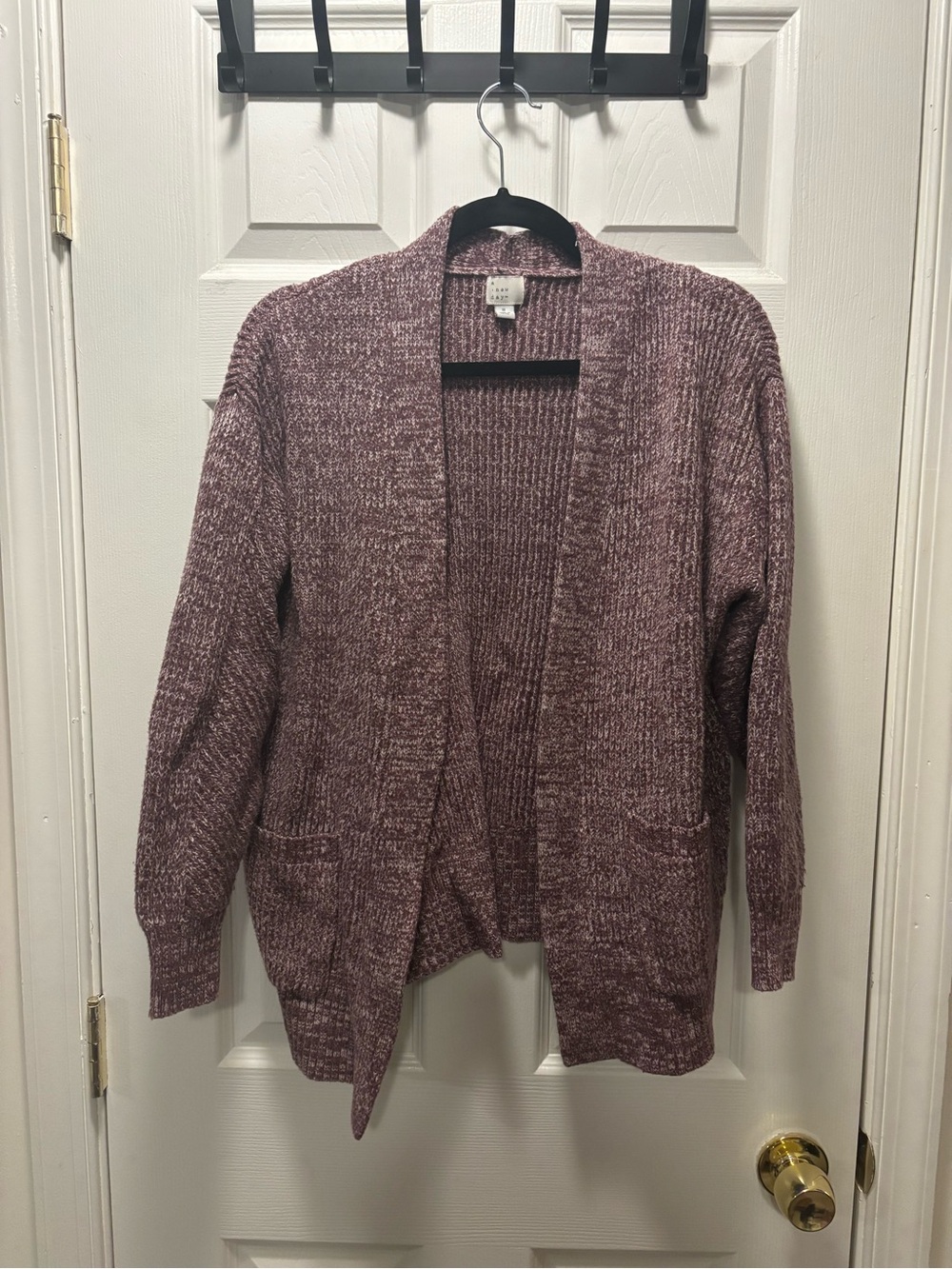 a new day Heathered Mauve Open-Front Cardigan